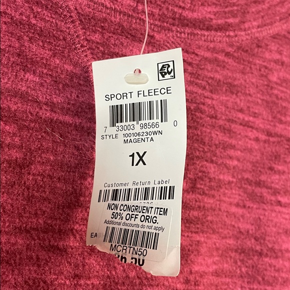 KAREN SCOTT Women's Long Sleeve Spacedye Microfleece Top Size 1X In Magenta - Picture 2 of 6